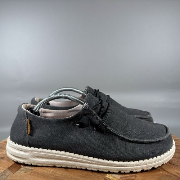 Hey Dude Wendy Chambray Off Black Womens 8 Slip On Shoes Lightweight Casual - Picture 1 of 8